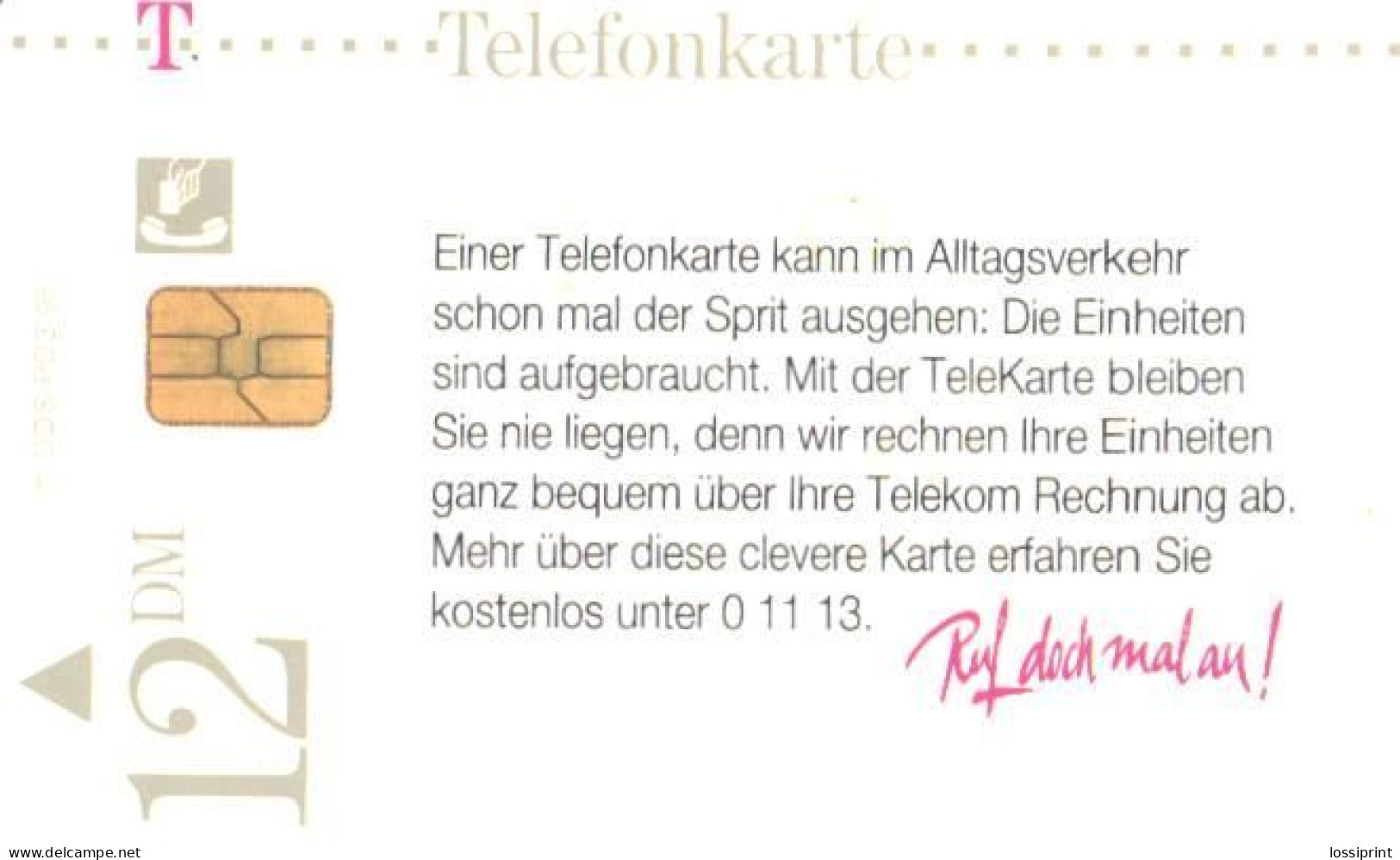 Germany:Used Phonecard, T, 12 DM, Gas Info, 1995 - P & PD-Series: Schalterkarten Der Dt. Telekom