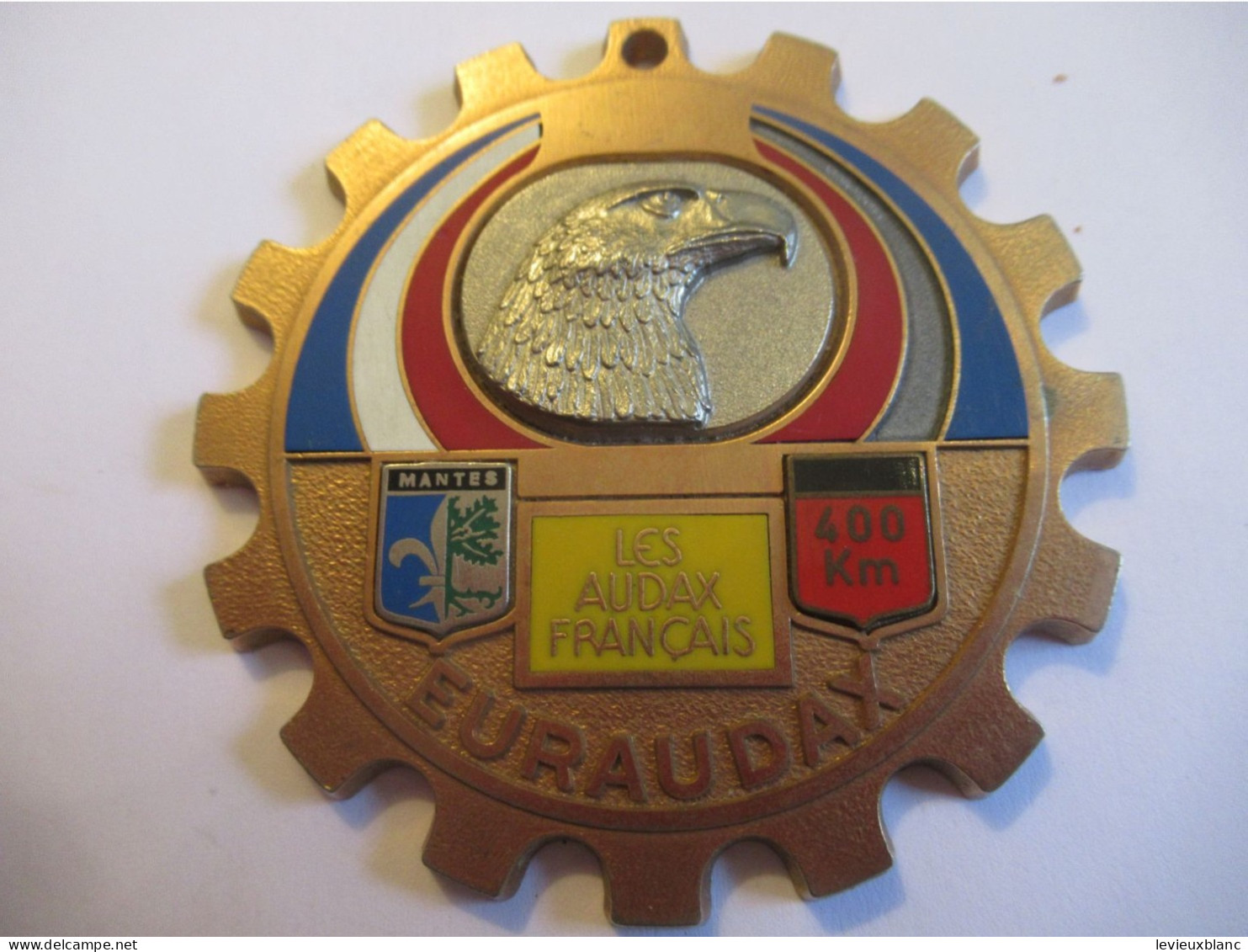 Bicyclette / EURAUDAX/Bronze Doré  Cloisonné/Les Audax Français/Tête D'Aigle/ Mantes/ 400 Km/1979     SPO436 - Radsport