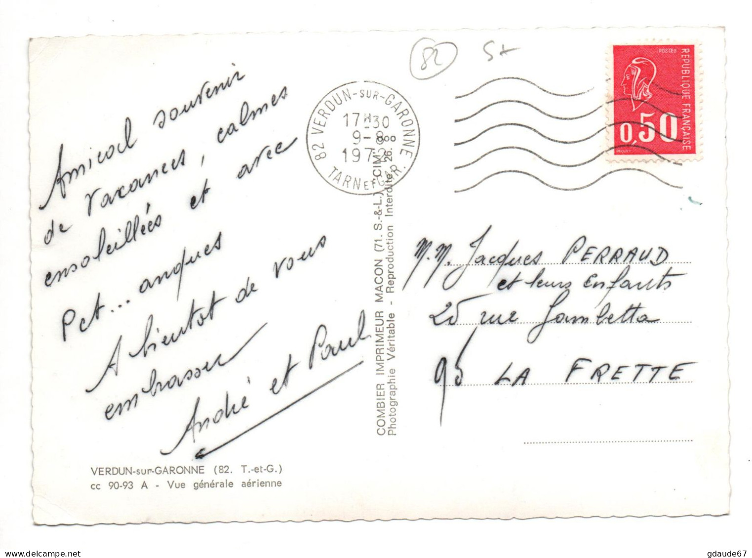 VERDUN SUR GARONNE (82) - CPSM GRAND FORMAT - VUE GENERALE AERIENNE - Verdun Sur Garonne