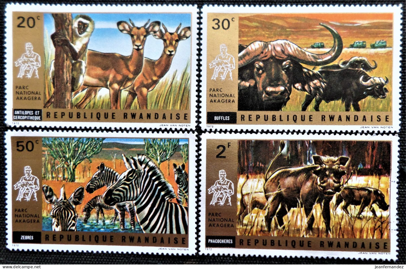 Rwanda 1972 Akagera National Park   Stampworld N°  486 à 488 Et 490 - Oblitérés