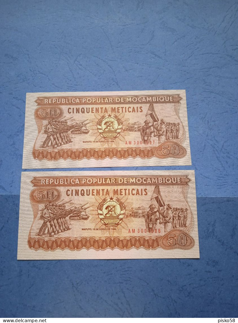 MOZAMBICO-P129b 50M 16.6.1986 UNC (2consecutivi) - Mozambique