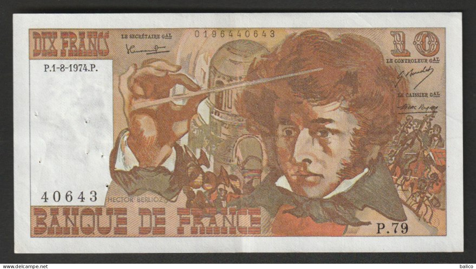 France - Billet De  10 Francs  Berlioz - P.1-8-1974.P - N° 40643 - P.79 - 10 F 1972-1978 ''Berlioz''