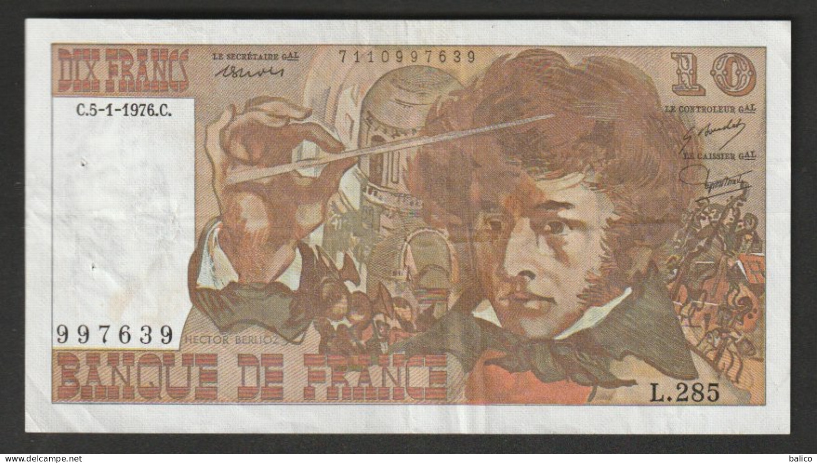 France - Billet De  10 Francs  Berlioz - C.5-1-1976.C - N° 997639 - L.285 - 10 F 1972-1978 ''Berlioz''
