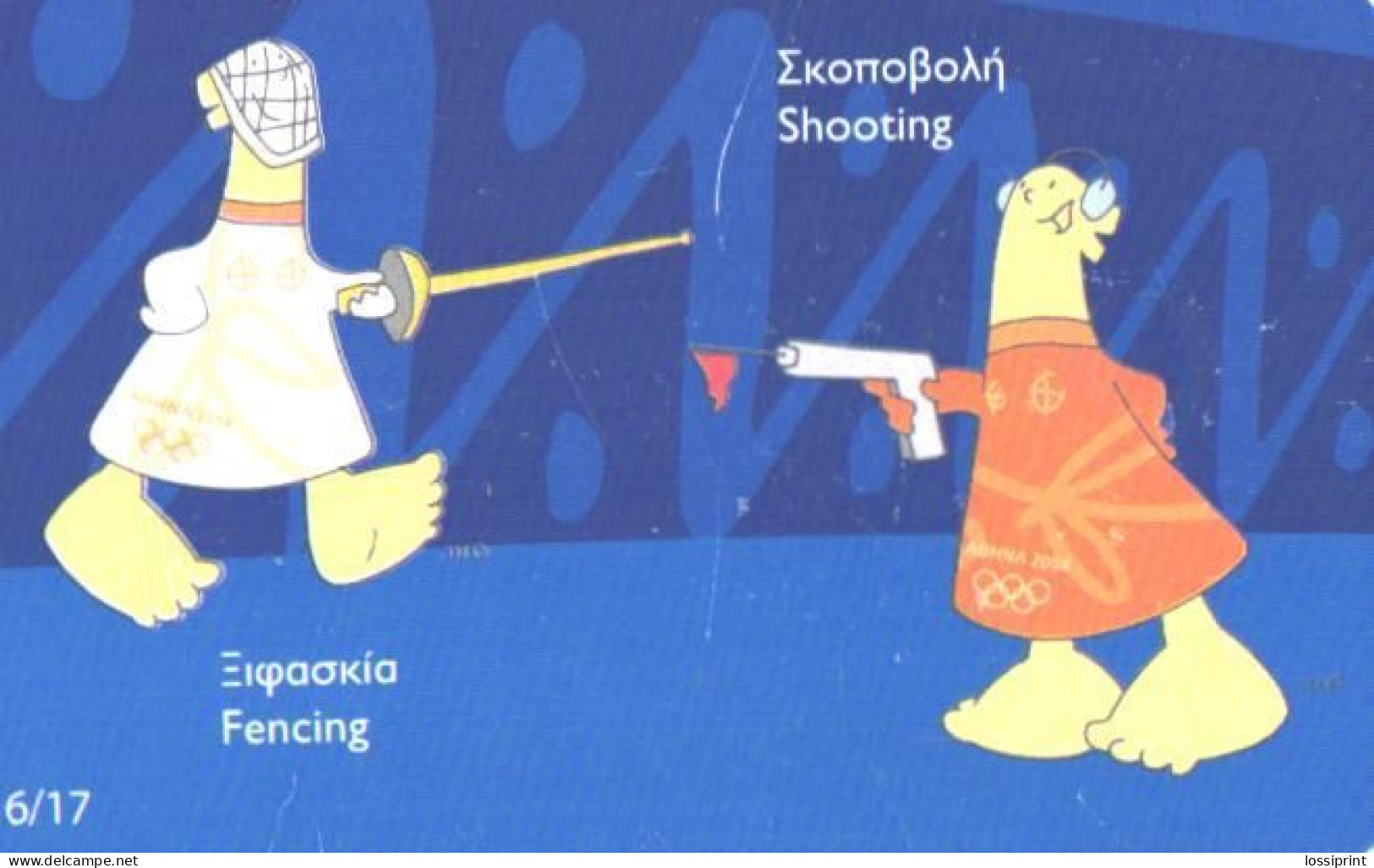 Greece:Used Phonecard, OTE, 3 EUR, Athens Olympic Games 2004, Fencing, Shooting - Griechenland