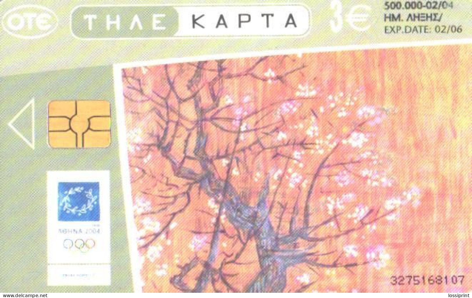 Greece:Used Phonecard, OTE, 3 EUR, Athens Olympic Games 2004, Art, Ghika - Griechenland