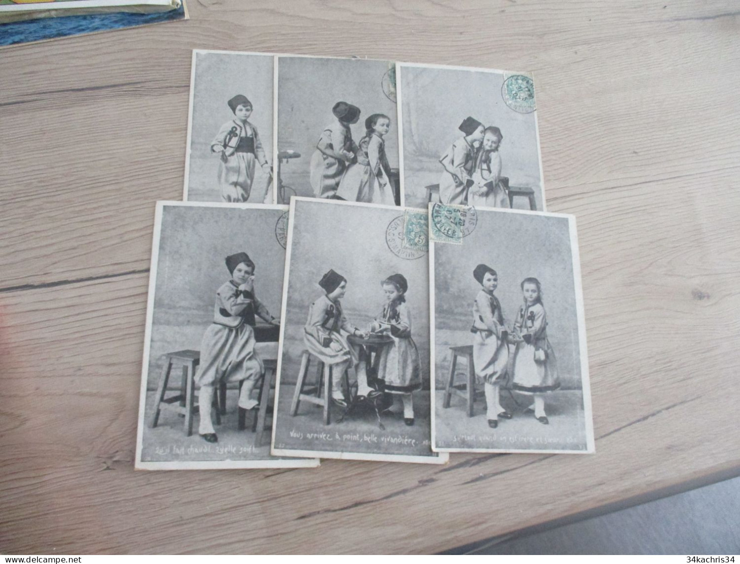 X6 CPA Enfants Soldats Zouave Spahi Armée D'Afrique - Collections, Lots & Séries