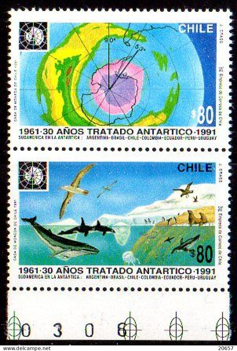 Chili Chile 1070/71 Traité Antarctique, Préservation De La Faune, Cétacés, Phoque, éléphant, Albatros, Oiseaux - Antarctisch Verdrag