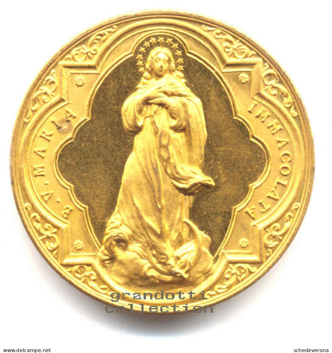 VERGINE MARIA IMMACOLATA LEONE XIII BUON PASTORE 1902 MEDAGLIA 25° SACERDOZIO - Firma's