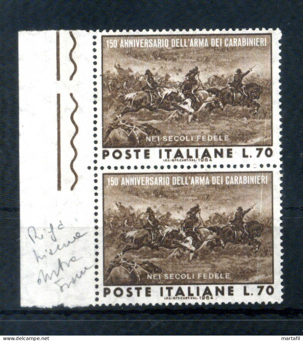 Repubblica Varietà - 1964 150° Ann. Carabinieri Linea Bianca Trasversale MNH ** - Errors And Curiosities