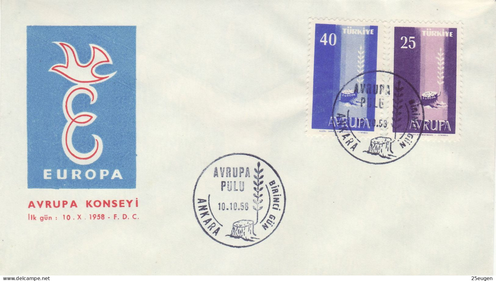 TURKEY 1958 EUROPA CEPT FDC - 1958