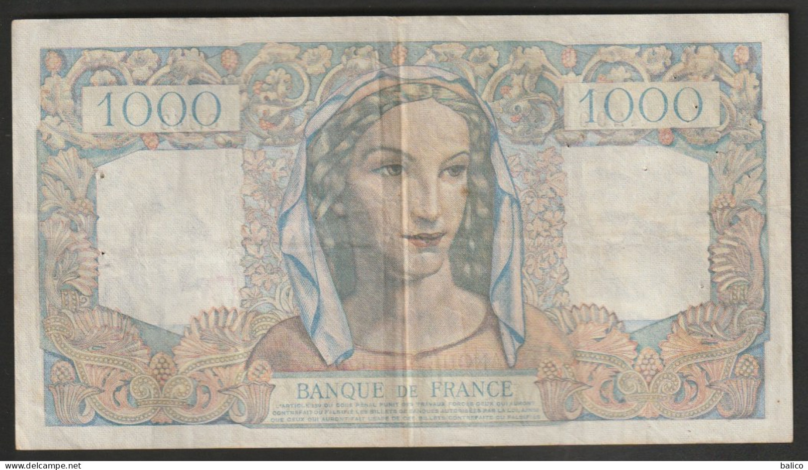 France - 1000 Francs - Minerve Et Hercule Du 22-11-1945 - N° 42991 - O,143 - 1 000 F 1945-1950 ''Minerve Et Hercule''