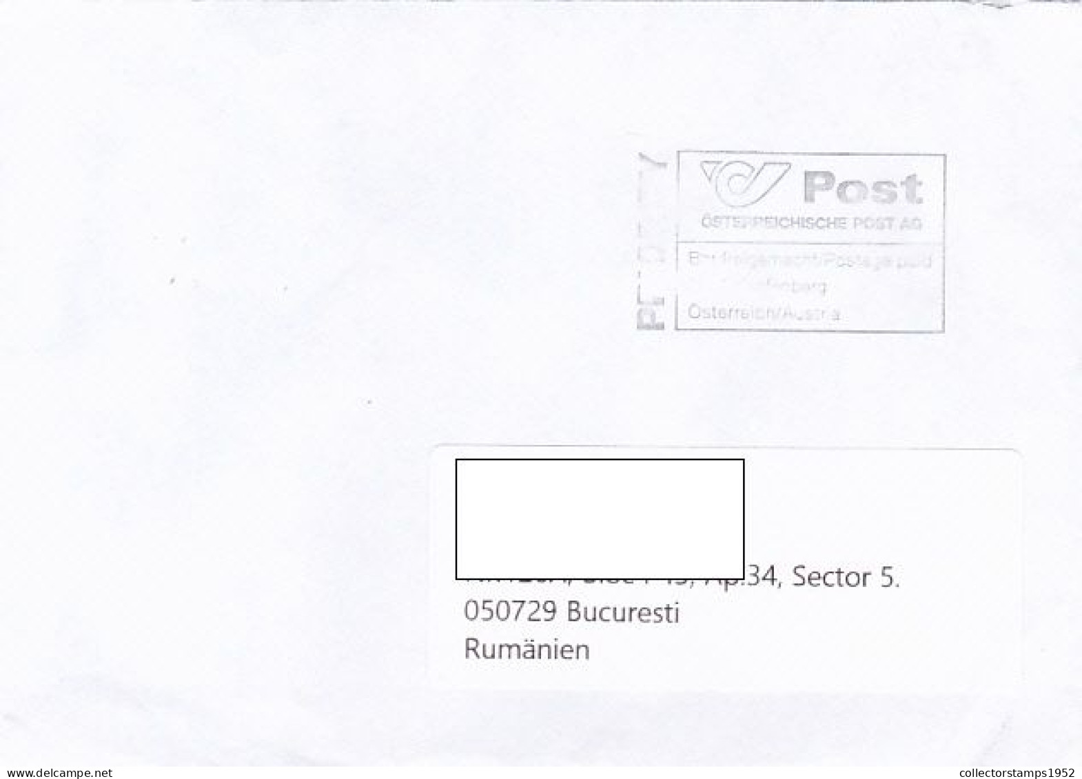 PREPAID INK STAMP ON COVER, 2021, AUSTRIA - Briefe U. Dokumente