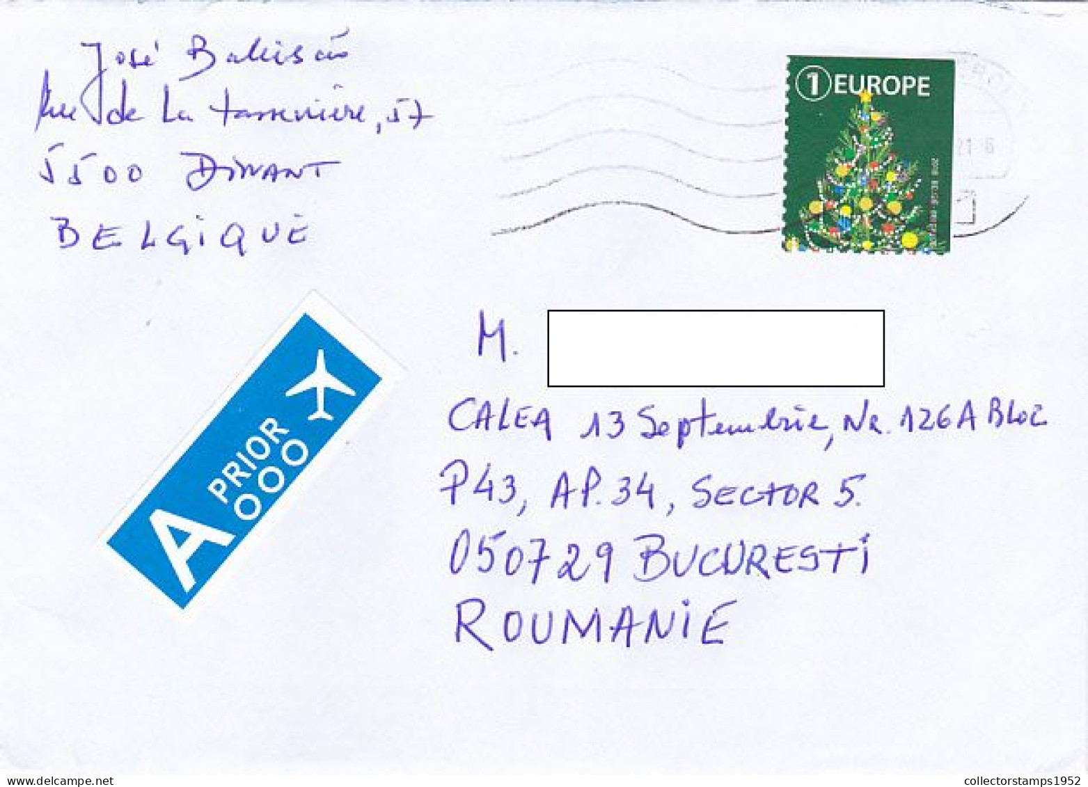 CHRISTMAS TREE, FINE STAMPS ON COVER, 2021, BELGIUM - Briefe U. Dokumente