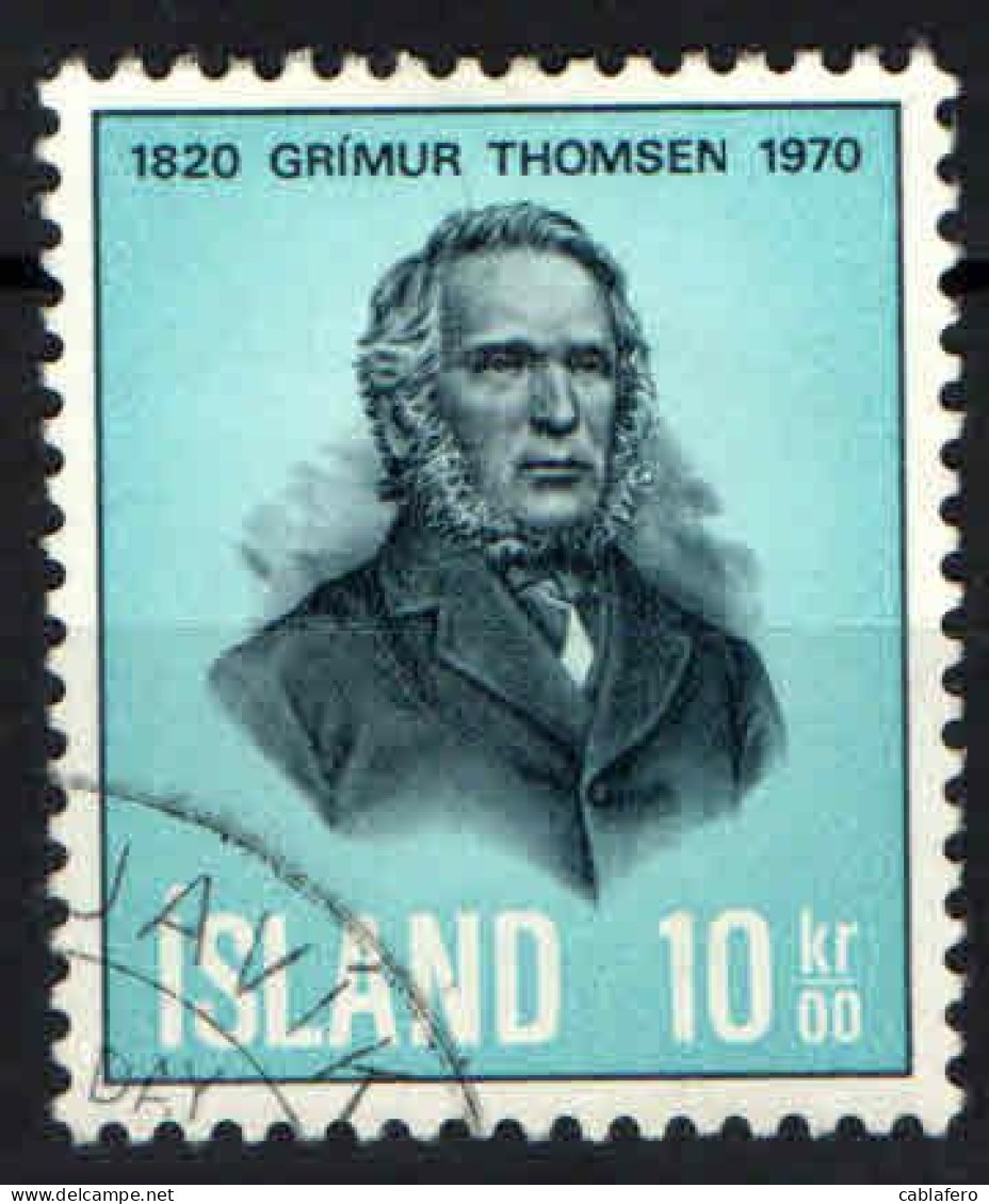 ISLANDA - 1970 - GRIMUR THOMSEN - POETA - USATO - Usados