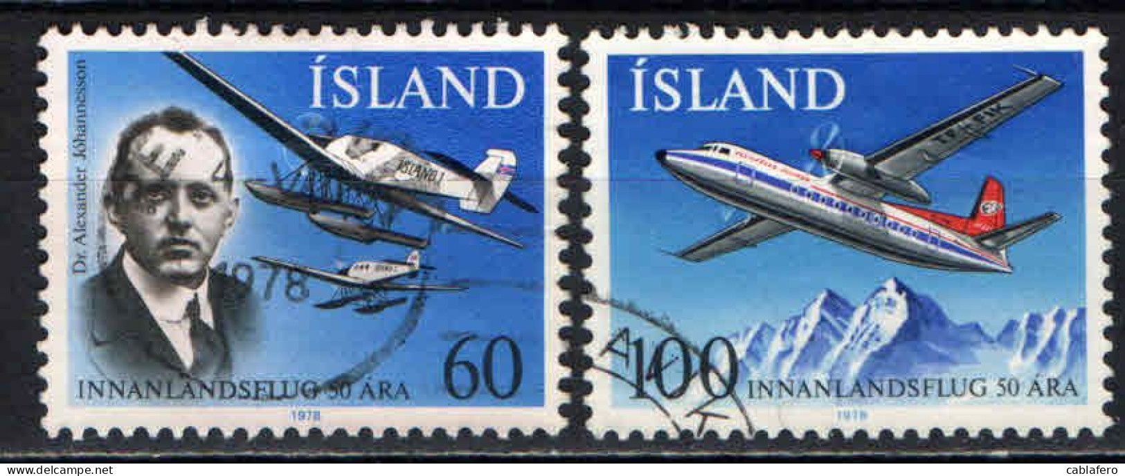 ISLANDA - 1978 - 50° ANNIVERSARIO DEL SERVIZIO AEREO IN ISLANDA - USATI - Used Stamps