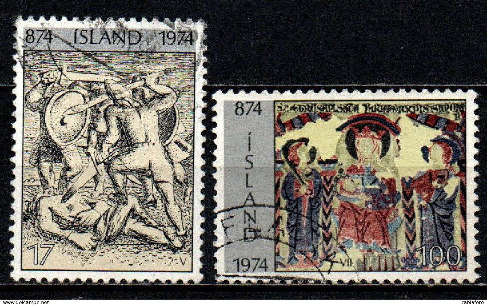 ISLANDA - 1974 - 11° CENTENARIO DEL POPOLAMENTO DELL'ISLANDA - OPERE D'ARTE - 2^ SERIE - USATI - Used Stamps