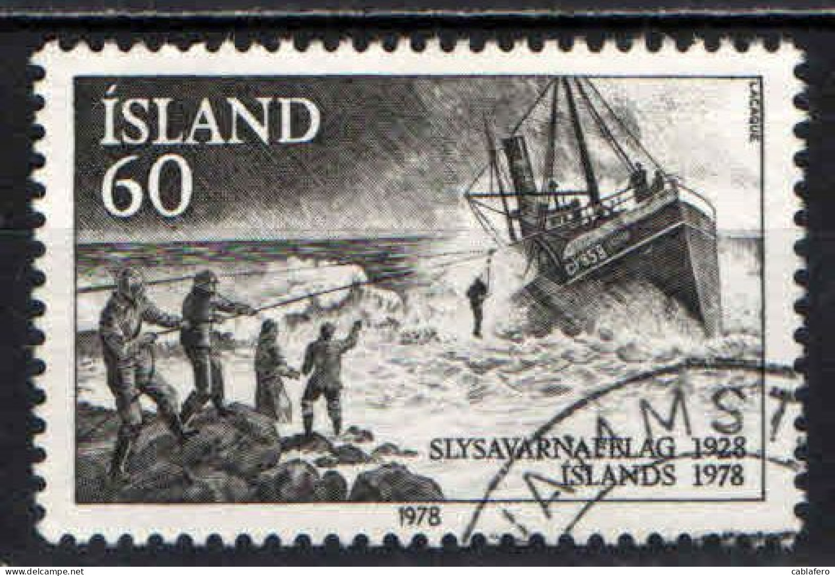 ISLANDA - 1978 - CINQUANTENARIO DELLA SOCIETA' ISLANDESE DI SALVATAGGIO MARITTIMO - USATO - Oblitérés