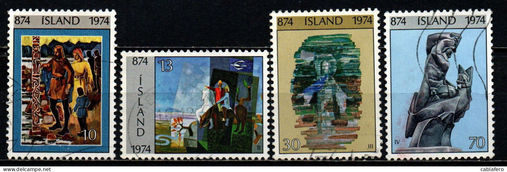 ISLANDA - 1974 - 11° CENTENARIO DEL POPOLAMENTO DELL'ISLANDA - OPERE D'ARTE - 1^ SERIE - USATI - Used Stamps