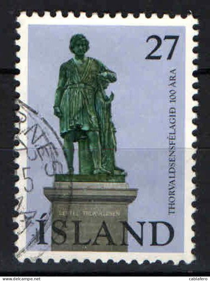 ISLANDA - 1975 - CENTENARIO DELLA SOCIETA' THORVALDSEN - USATO - Usados