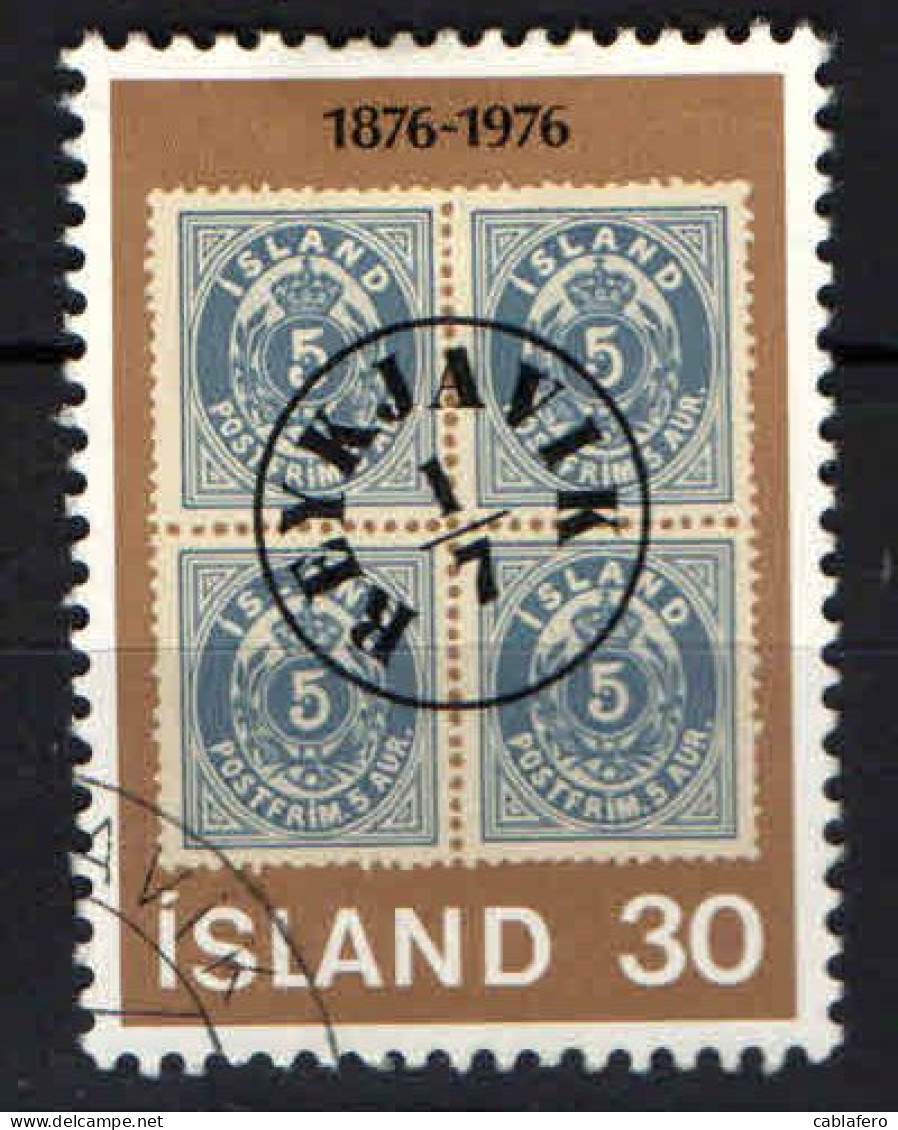 ISLANDA - 1976 - CENTENARIO DELL'EMISSIONE DEI FRANCOBOLLI ISLANDESI CON VALORE IN AUR - USATO - Oblitérés