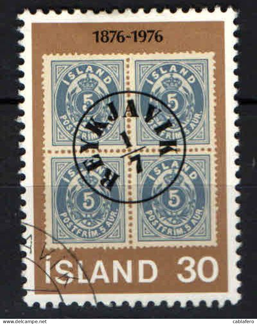 ISLANDA - 1976 - CENTENARIO DELL'EMISSIONE DEI FRANCOBOLLI ISLANDESI CON VALORE IN AUR - USATO - Usados