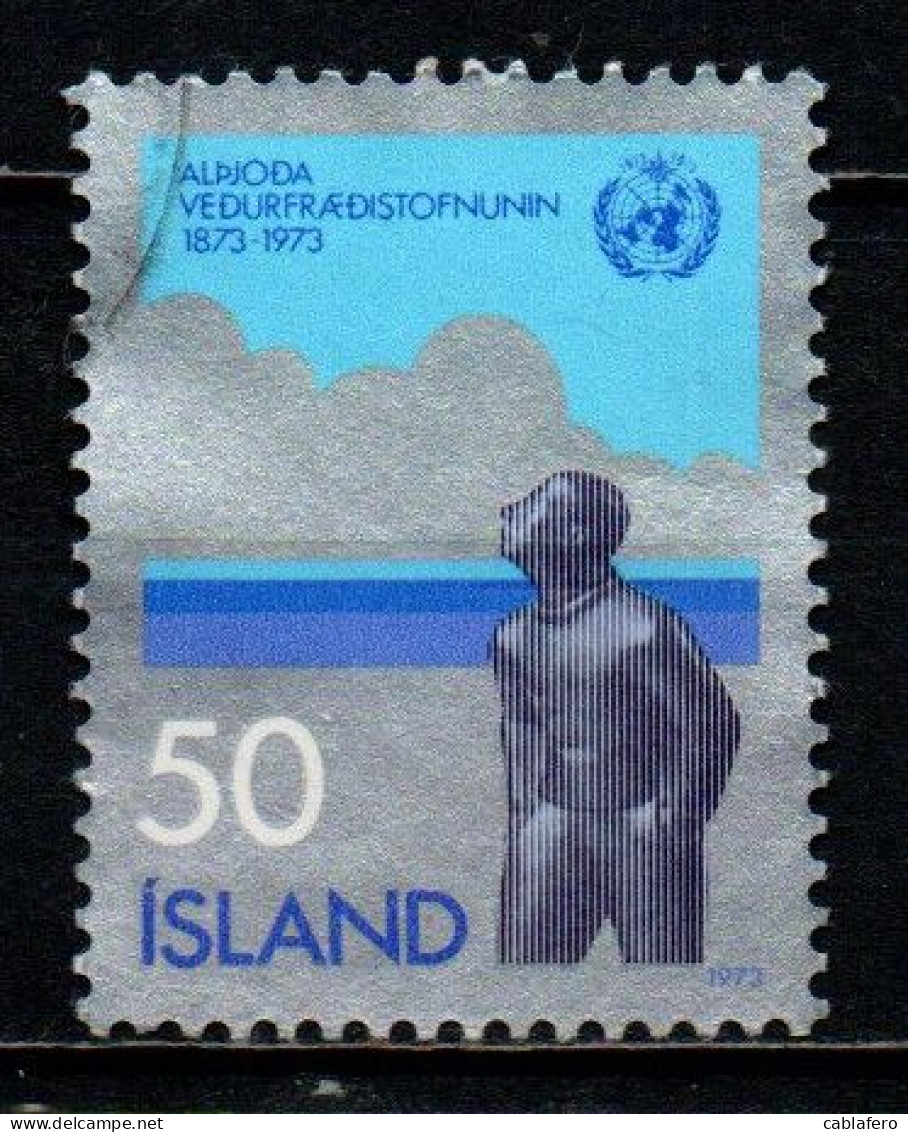 ISLANDA - 1973 - CENTENARIO DELL'ORGANIZZAZIONE METEOROLIGICA MONDIALE - USATO - Oblitérés