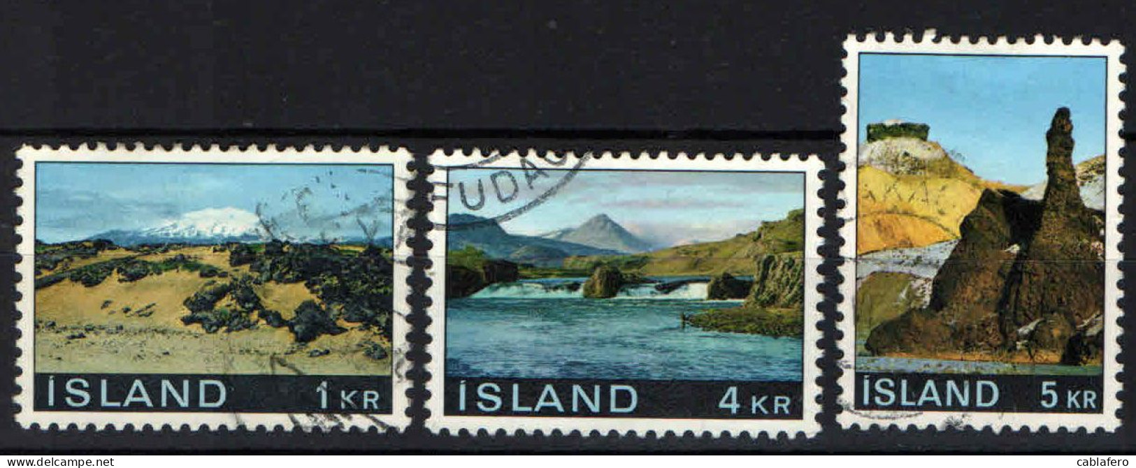 ISLANDA - 1970 - IL TURISMO IN ISLAND: GHIACCIAIO SNAERFELLS, LAXFOSS E BAULA, HATTVER - USATI - Used Stamps
