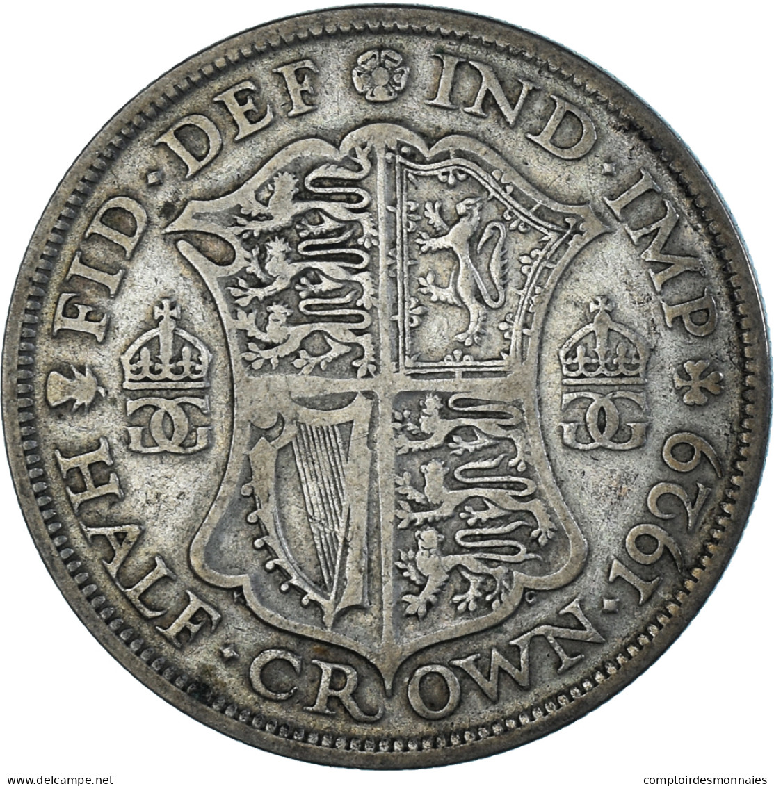 Monnaie, Grande-Bretagne, George V, 1/2 Crown, 1929, British Royal Mint, TB - K. 1/2 Crown