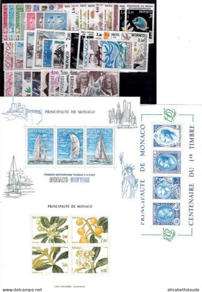 MONACO - 1985 - ANNEE COMPLETE ** - COTE YVERT = 117 EUR. - 43 TIMBRES + 3 BLOCS - Années Complètes