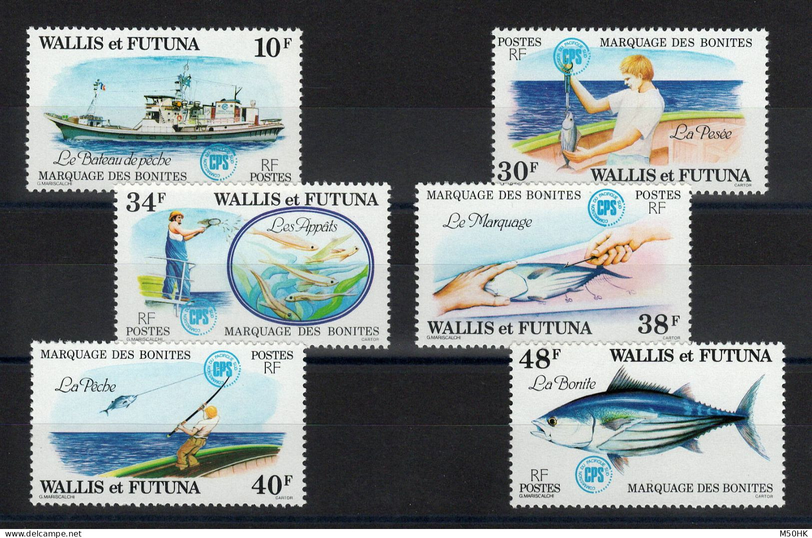 Wallis & Futuna - YV 226 à 231 N** Gomme Tropicale Mate Complète , Pêche , Poisson , Cote 15 Euros - Unused Stamps