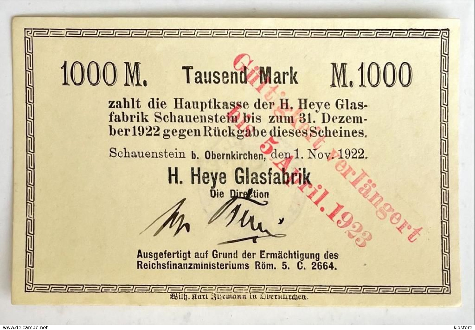 Germany 1,000 1000 Mark 5 April 1923 UNC - Ohne Zuordnung