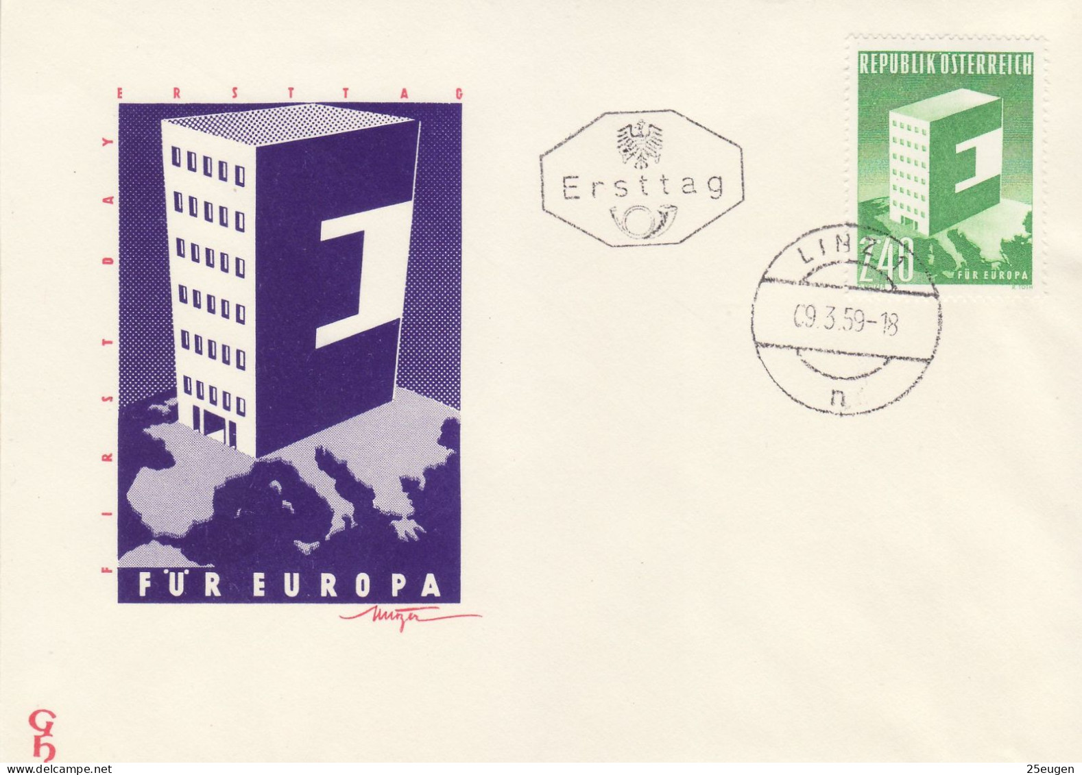 AUSTRIA 1959 EUROPA CEPT FDC - 1959