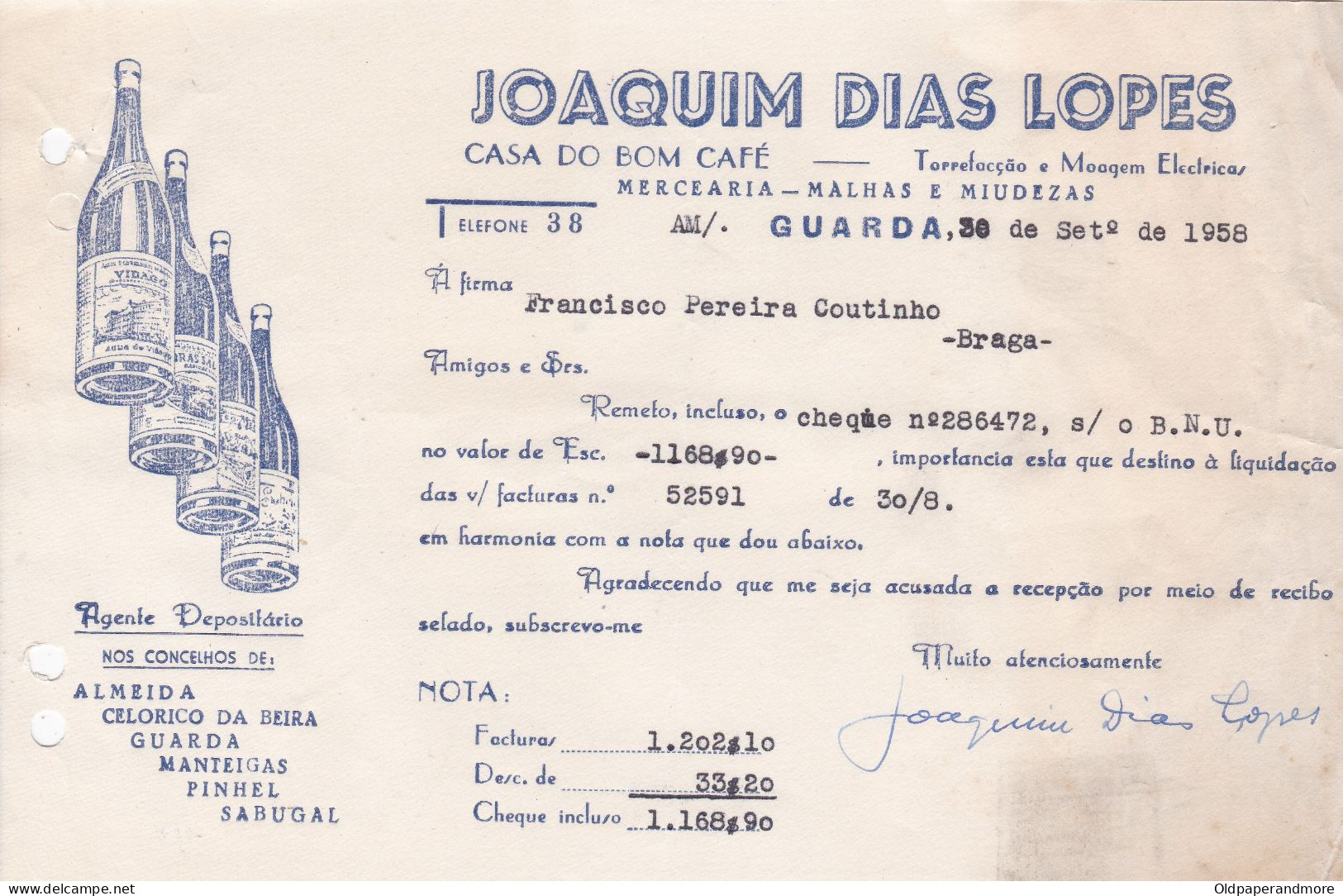 PORTUGAL COMMERCIAL DOCUMENT  - CASA DO CAFÉ  - GUARDA  - CAFÉ - COFFEE - VIDAGO ADVERTISING - Portugal