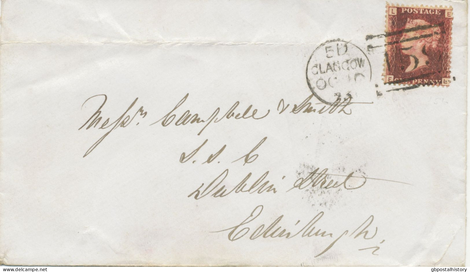 GB „159 / GLASGOW“ Scottish Duplex (4 Bars With Same Length, Time Code „5 D “, Datepart 19mm) On Very Fine Cover - Covers & Documents