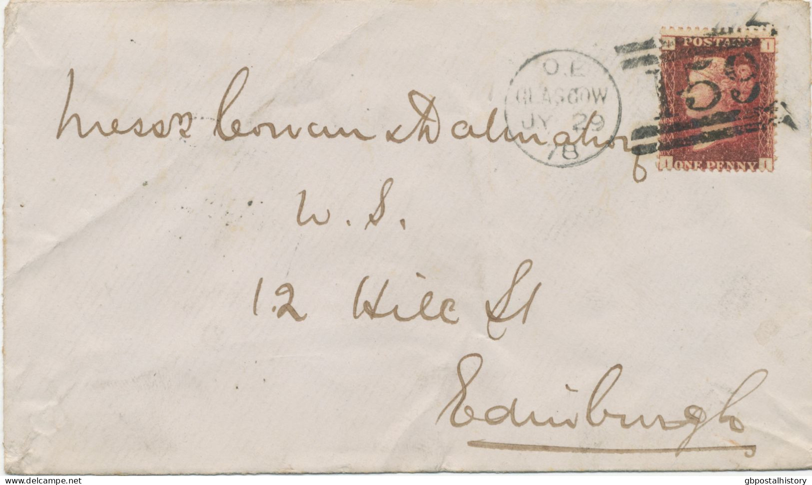 GB „159 / GLASGOW“ Scottish Duplex (4 Bars With Different Length, Time Code „O E“,  Datepart 19mm) On VF Cover Pl.204 - Cartas & Documentos