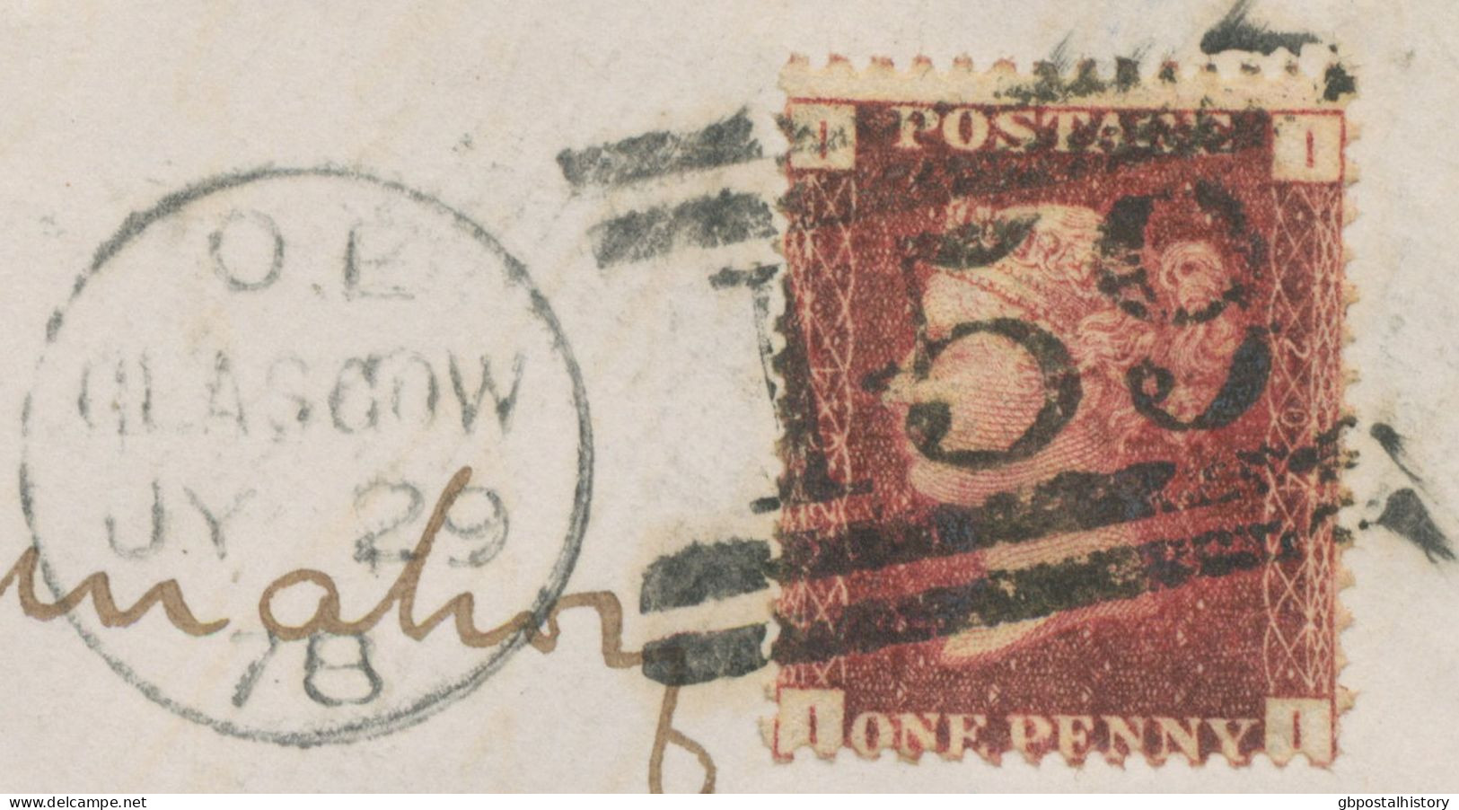 GB „159 / GLASGOW“ Scottish Duplex (4 Bars With Different Length, Time Code „O E“,  Datepart 19mm) On VF Cover Pl.204 - Brieven En Documenten