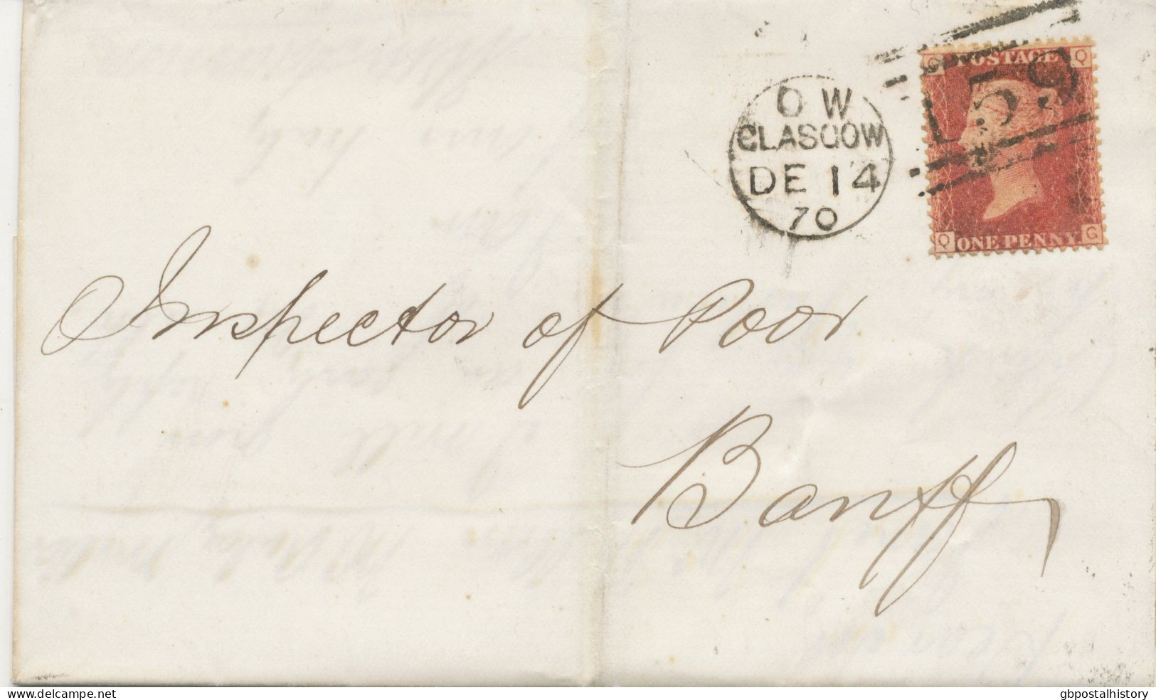 GB „159 / GLASGOW“ Scottish Duplex (4 Bars W Same Length, Time Code „O W“, Datepart 18mm) On Superb Cover W QV 1d Pl.187 - Lettres & Documents