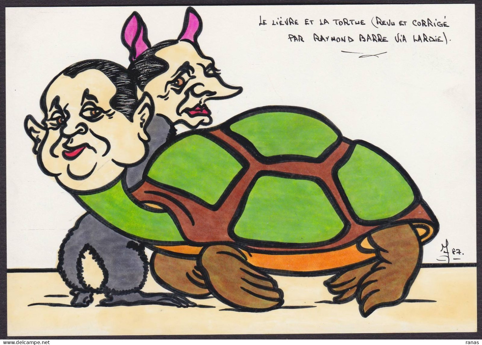 CPM Tortue Dessin Original En Tirage Limité 6 Ex Numérotés Signés Jihel Non Circulé Barre Chirac - Turtles