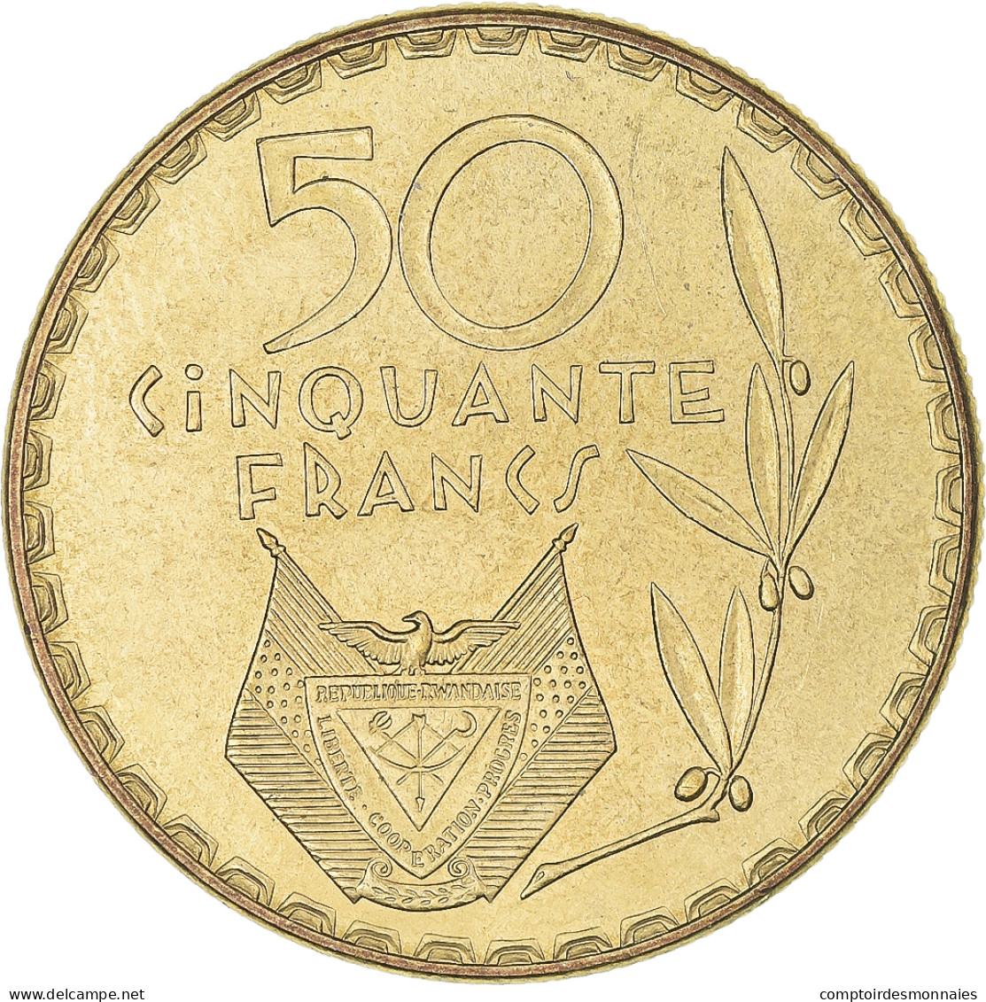 Monnaie, Rwanda, 50 Francs, 1977, Paris, TTB, Laiton, KM:16 - Rwanda