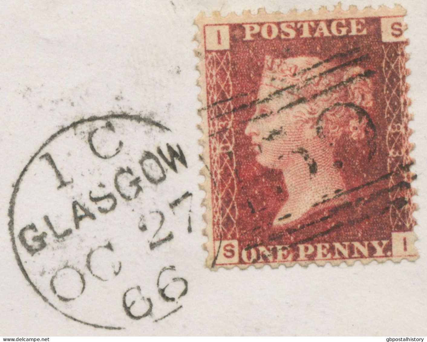 GB „159 / GLASGOW“ Scottish Duplex (6 THIN Bars With Same Length, Time Code „1 C“, Datepart 20mm) Superb Cover Pl.83 - Briefe U. Dokumente