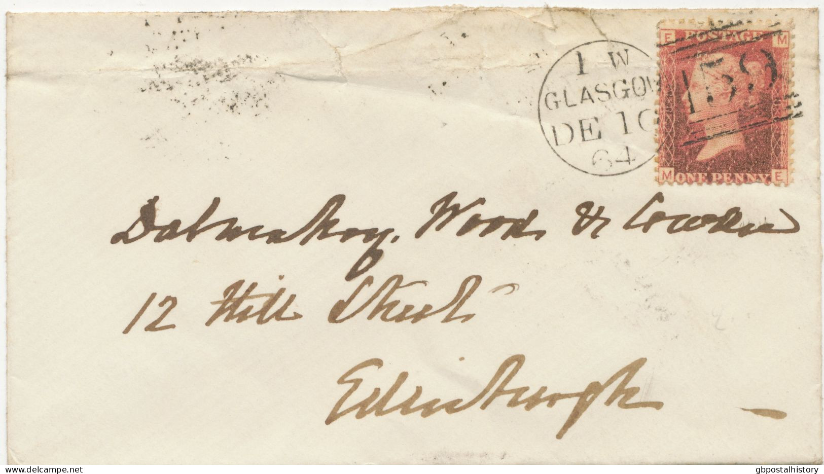 GB „159 / GLASGOW“ Scottish Duplex (6 THIN Bars W Different Length, Timecode „1 W“, Datepart 19till20mm) Cover Pl.83 - Lettres & Documents