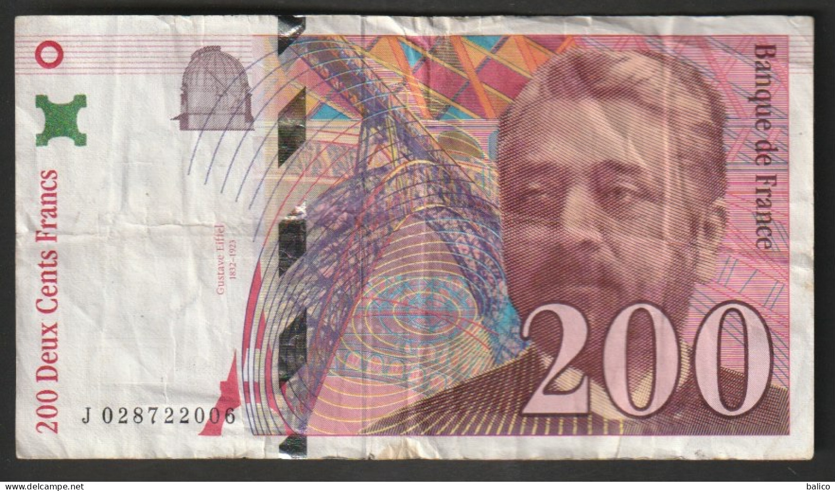 200 Francs - Gustave Eiffel -  N°  - J028722006  Année 1996 - 200 F 1995-1999 ''Eiffel''