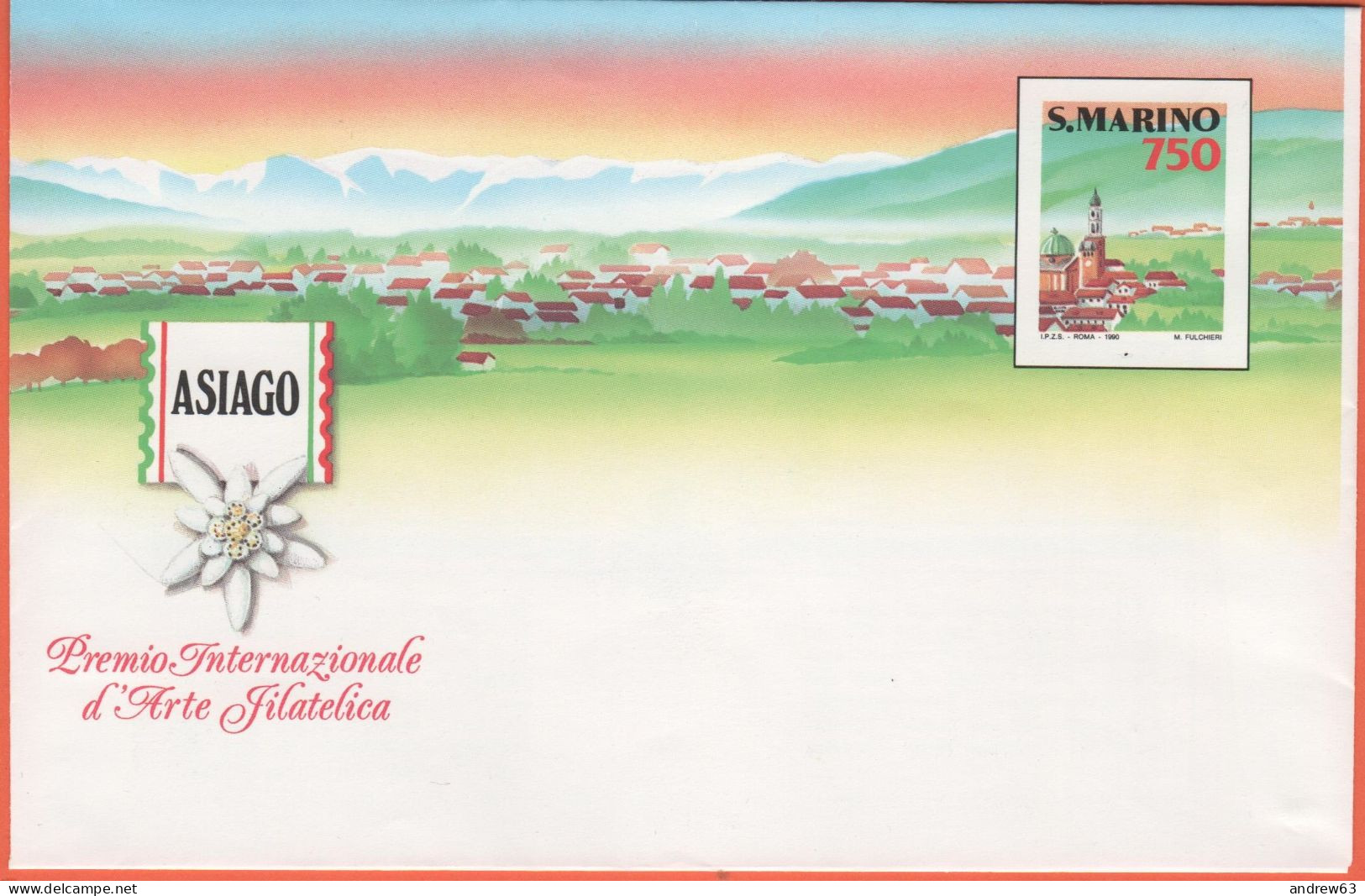 SAN MARINO - 1990 - BU5 Asiago - Busta Postale - Intero Postale - NUOVO - Entiers Postaux