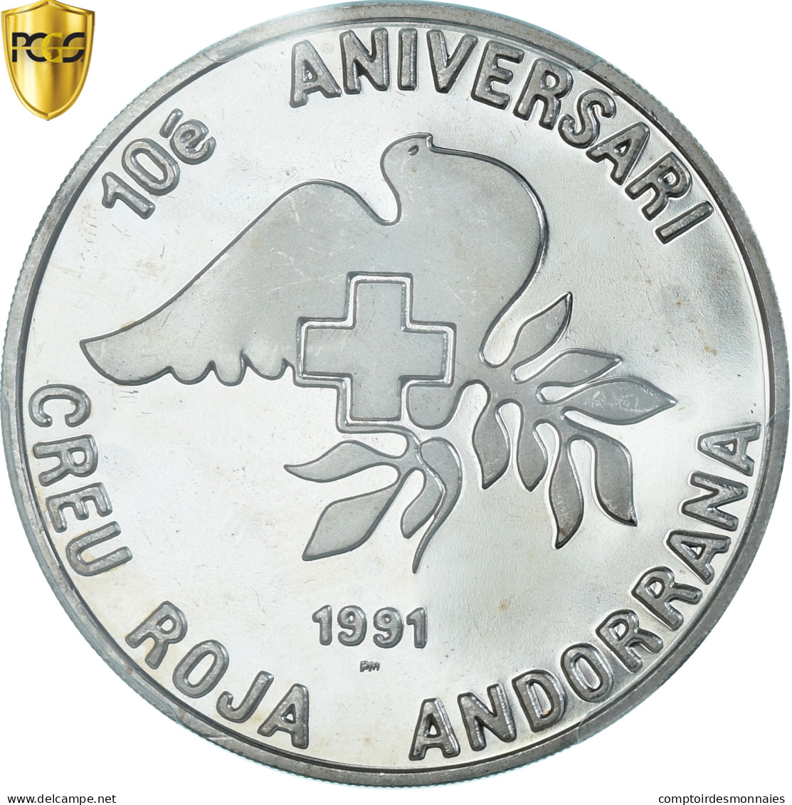 Monnaie, Andorre, Croix Rouge, 25 Diners, 1991, Pobjoy Mint, Proof, PCGS - Andorre