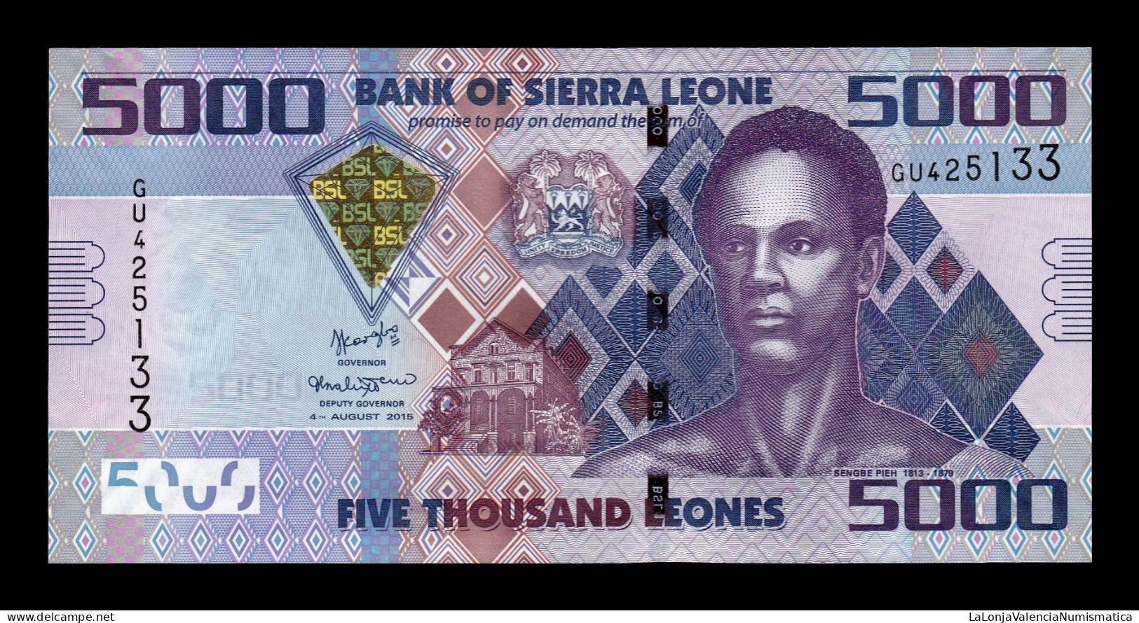 Sierra Leona Leone 5000 Leones 2015 Pick 32c Sc Unc - Sierra Leone