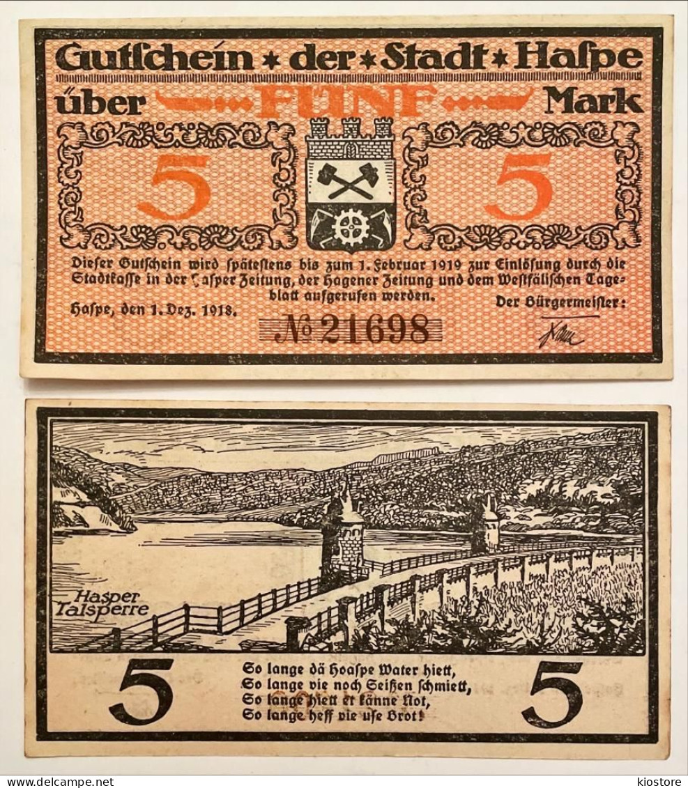 Germany 5 Mark 1919 UNC - Sin Clasificación