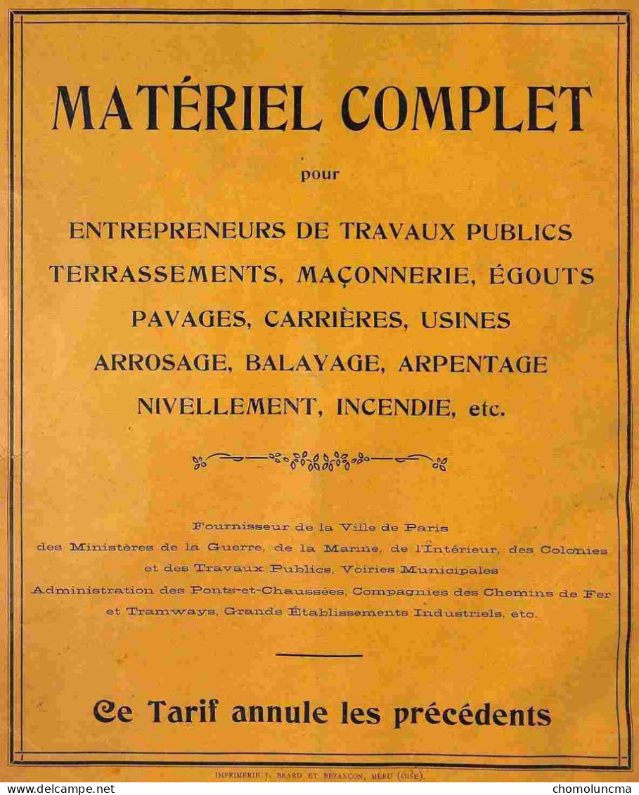 RR CATALOGUE Vve D. ZONDERVAN Constructeur 1909 Travaux Publics Terrassement Egouts Pavages Arrosage Arpentage Incendie - 1900-1949