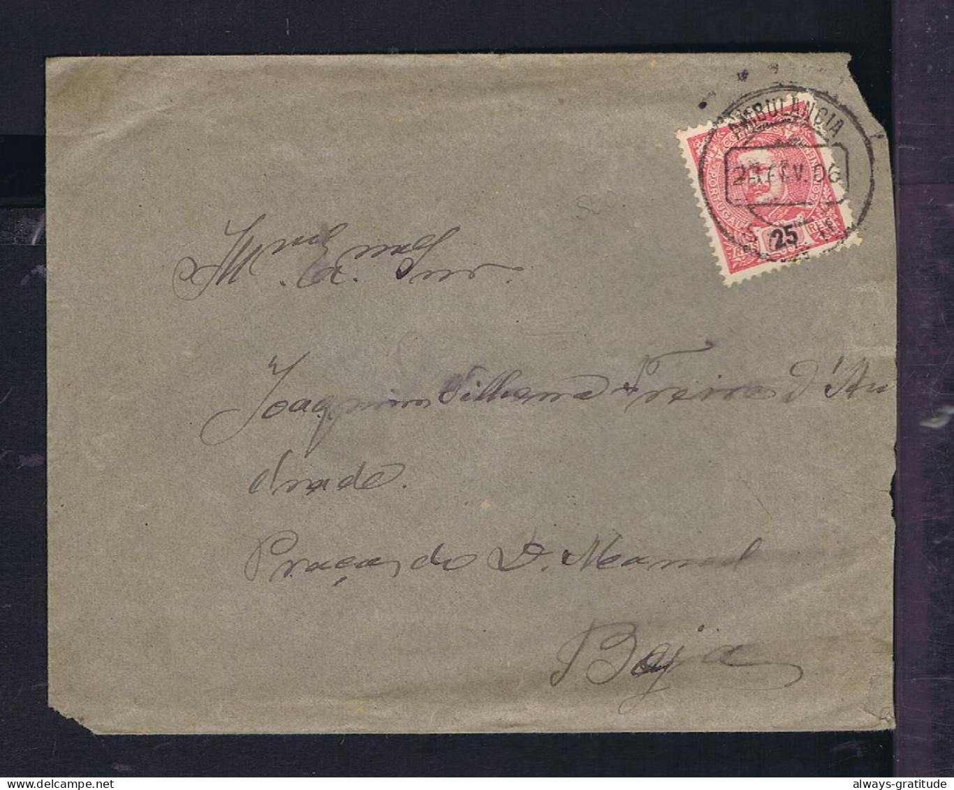 Sp9758 PORTUGAL D.Carlos "AMBULANCIA" Transport Postal 1906 Mailed BEJA - Lettres & Documents