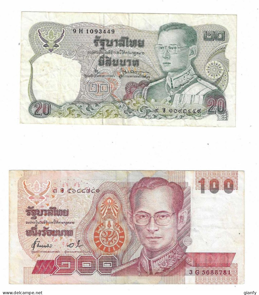 2 BANCONOTE TAILANDIA 20 BAHT 1981 - 100 BAHT 1994 - Thailand