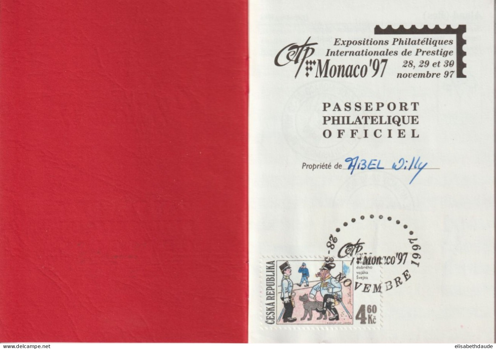 MONACO - 1997 - PASSEPORT OFFICIEL EXPO PHIL. PRESTIGE - 24 PAGES AVEC TIMBRES + OBLITERATIONS PAYS PARTICIPANTS ! - Marcophilie